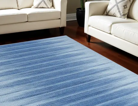 6' X 9' Blue Ombre Distressed Non Skid Area Rug