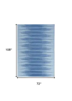 6' X 9' Blue Ombre Distressed Non Skid Area Rug