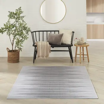 6' X 9' Gray Ombre Distressed Non Skid Area Rug