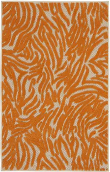 3' X 4' Orange And Ivory Animal Print Indoor Outdoor Area Rug