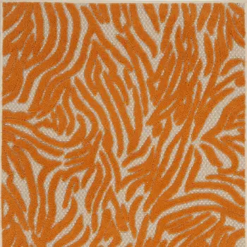 3' X 4' Orange And Ivory Animal Print Indoor Outdoor Area Rug