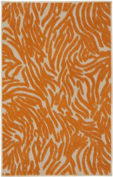 3' X 4' Orange And Ivory Animal Print Indoor Outdoor Area Rug