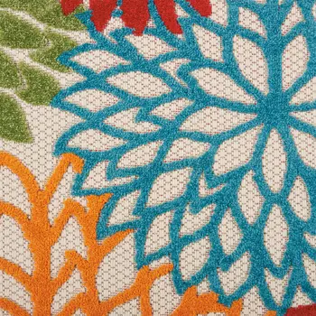 6' Orange Red Green And Blue Floral Indoor Outdoor Runner Rug