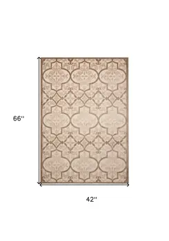 4' X 6' Cream Beige And Brown Trellis Indoor Outdoor Area Rug