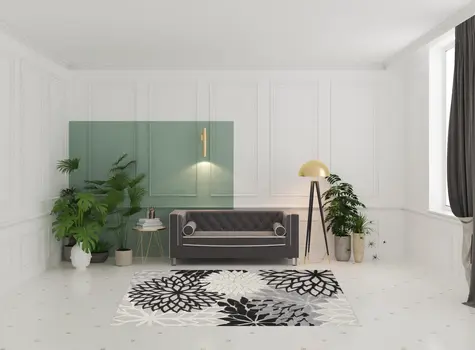 6' X 9' Black And White Floral Indoor Outdoor Area Rug