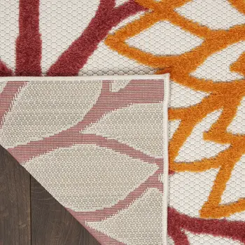 6' X 9' Red Yellow Green Orange And Ivory Floral Indoor Outdoor Area Rug