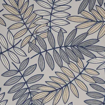 8' X 11' Navy Blue And Ivory Botanical Leaves Indoor Outdoor Area Rug