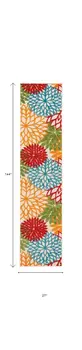 12' Ivory Green Blue Red And Orange Floral Indoor Outdoor Runner Rug