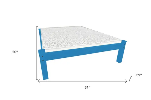 Caribbean Blue Solid Wood Full Bed Frame