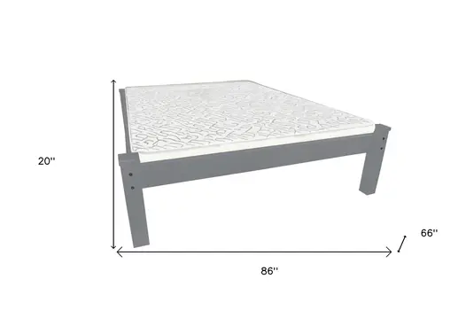 Gray Solid Wood Queen Bed Frame