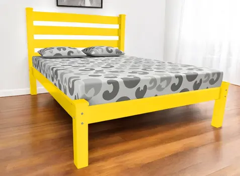 Canary Yellow Solid Wood Twin Bed Frame