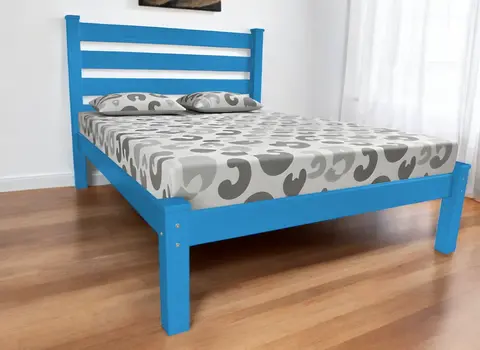 Caribbean Blue Solid Wood Twin Bed Frame