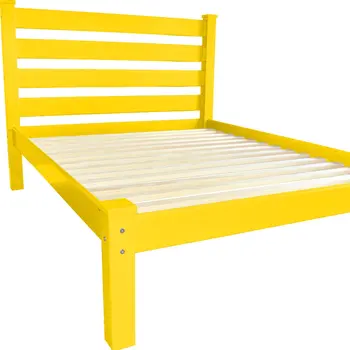 Canary Yellow Solid Wood Full Bed Frame