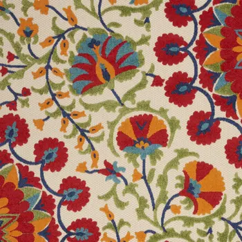 4' X 6' Navy Blue Beige Green Blue And Red Floral Indoor Outdoor Area Rug