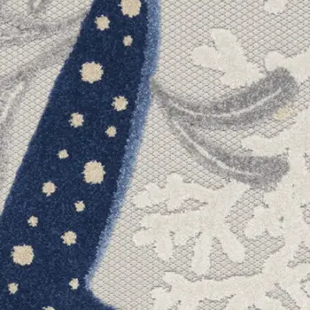 4' X 6' Navy Blue And Gray Starfish Indoor Outdoor Area Rug