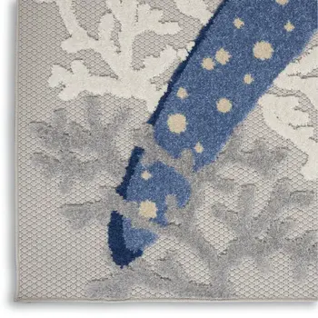 5' X 8' Navy Blue And Gray Starfish Indoor Outdoor Area Rug