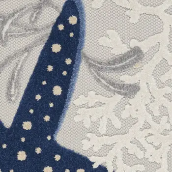 5' X 8' Navy Blue And Gray Starfish Indoor Outdoor Area Rug