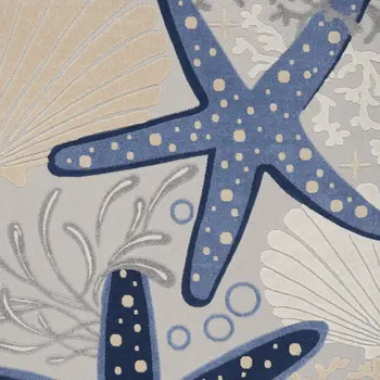 8' X 11' Blue And Gray Starfish Indoor Outdoor Area Rug