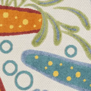 4' Blue Yellow And Orange Round Starfish Indoor Outdoor Area Rug