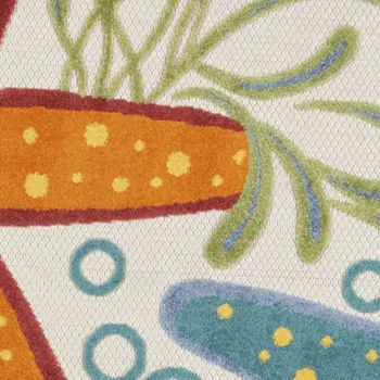 5' Blue Yellow And Orange Round Starfish Indoor Outdoor Area Rug