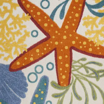 6' X 9' Blue Yellow And Orange Starfish Indoor Outdoor Area Rug