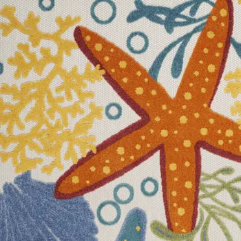 4' X 6' Blue Yellow And Orange Starfish Indoor Outdoor Area Rug