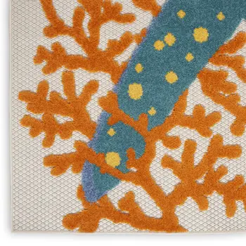 8' X 11' Blue And Yellow Starfish Indoor Outdoor Area Rug