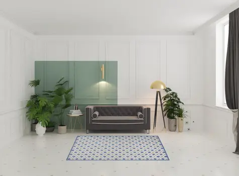 5' X 8' Blue And Gray Geometric Indoor Outdoor Area Rug