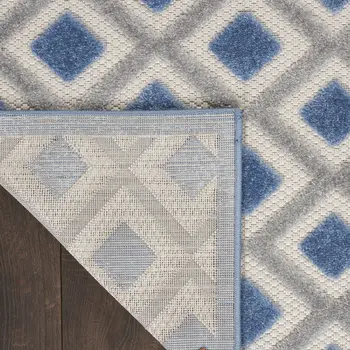 5' X 8' Blue And Gray Geometric Indoor Outdoor Area Rug