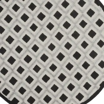 4' Black And White Round Geometric Indoor Outdoor Area Rug