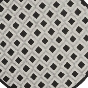 4' Black And White Round Geometric Indoor Outdoor Area Rug