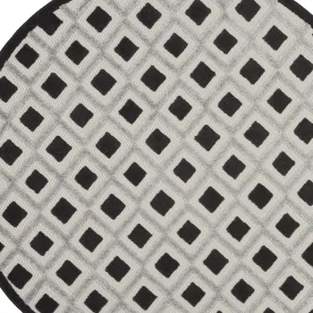 5' Black And White Round Geometric Indoor Outdoor Area Rug