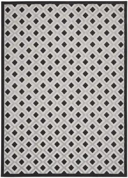 7' X 10' Black And White Geometric Indoor Outdoor Area Rug