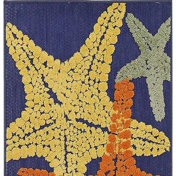 6' Blue Yellow And Orange Starfish Indoor Outdoor Runner Rug