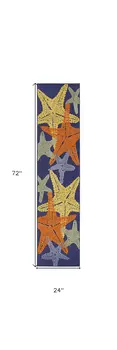 6' Blue Yellow And Orange Starfish Indoor Outdoor Runner Rug