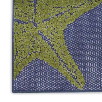 6' Blue Yellow And Orange Starfish Indoor Outdoor Runner Rug