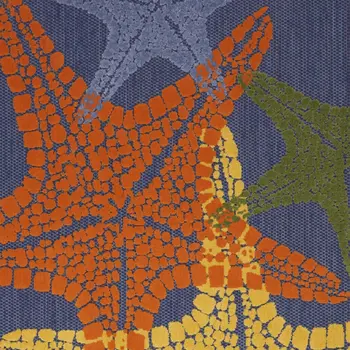 4' X 6' Blue Yellow And Orange Starfish Indoor Outdoor Area Rug