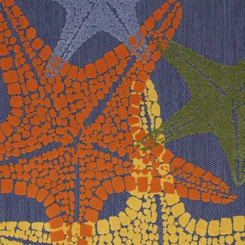 5' X 8' Blue Yellow And Orange Starfish Indoor Outdoor Area Rug