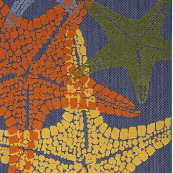 5' X 8' Blue Yellow And Orange Starfish Indoor Outdoor Area Rug