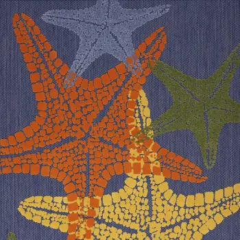 5' X 8' Blue Yellow And Orange Starfish Indoor Outdoor Area Rug