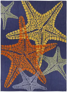 8' X 11' Blue Yellow And Orange Starfish Indoor Outdoor Area Rug