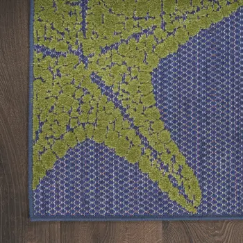 8' X 11' Blue Yellow And Orange Starfish Indoor Outdoor Area Rug