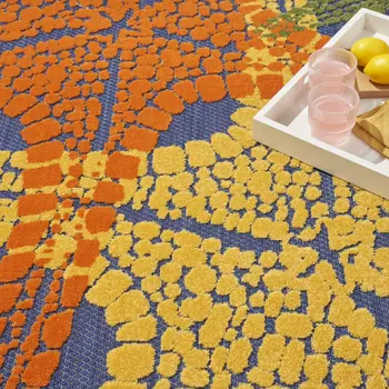 8' X 11' Blue Yellow And Orange Starfish Indoor Outdoor Area Rug
