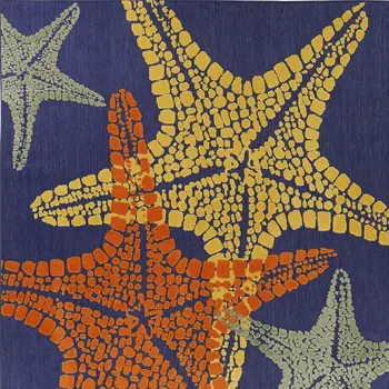 8' X 11' Blue Yellow And Orange Starfish Indoor Outdoor Area Rug