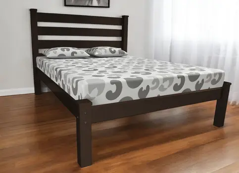 Brown Solid Wood Queen Bed Frame