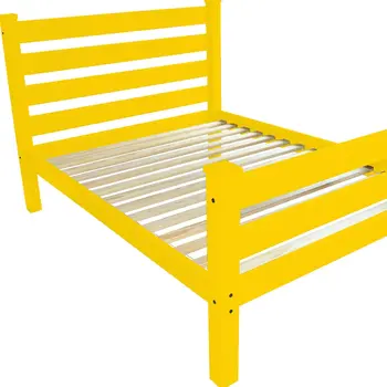 Canary Yellow Solid Wood Full Bed Frame
