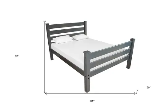 Gray Solid Wood Full Bed Frame