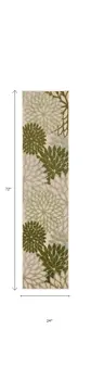 6' Ivory And Green Floral Indoor Outdoor Runner Rug