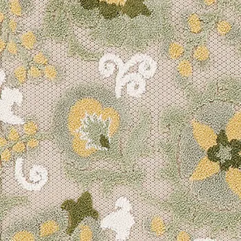 6' Ivory And Green Floral Indoor Outdoor Runner Rug