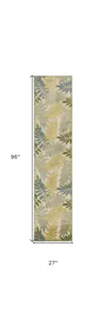 8' Green Yellow And Blue Floral Indoor Outdoor Runner Rug